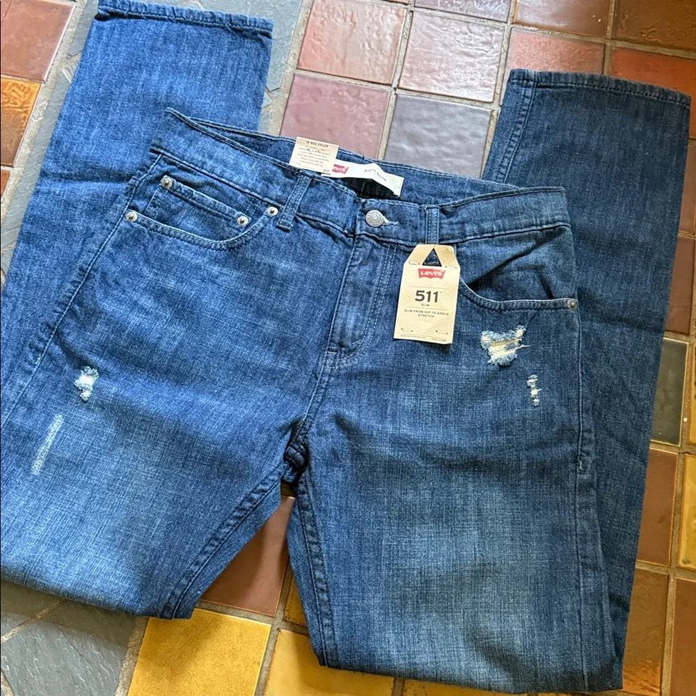 NWT! Levi’s 511 Slim Jeans | Medium Wash Distressed | 29x30